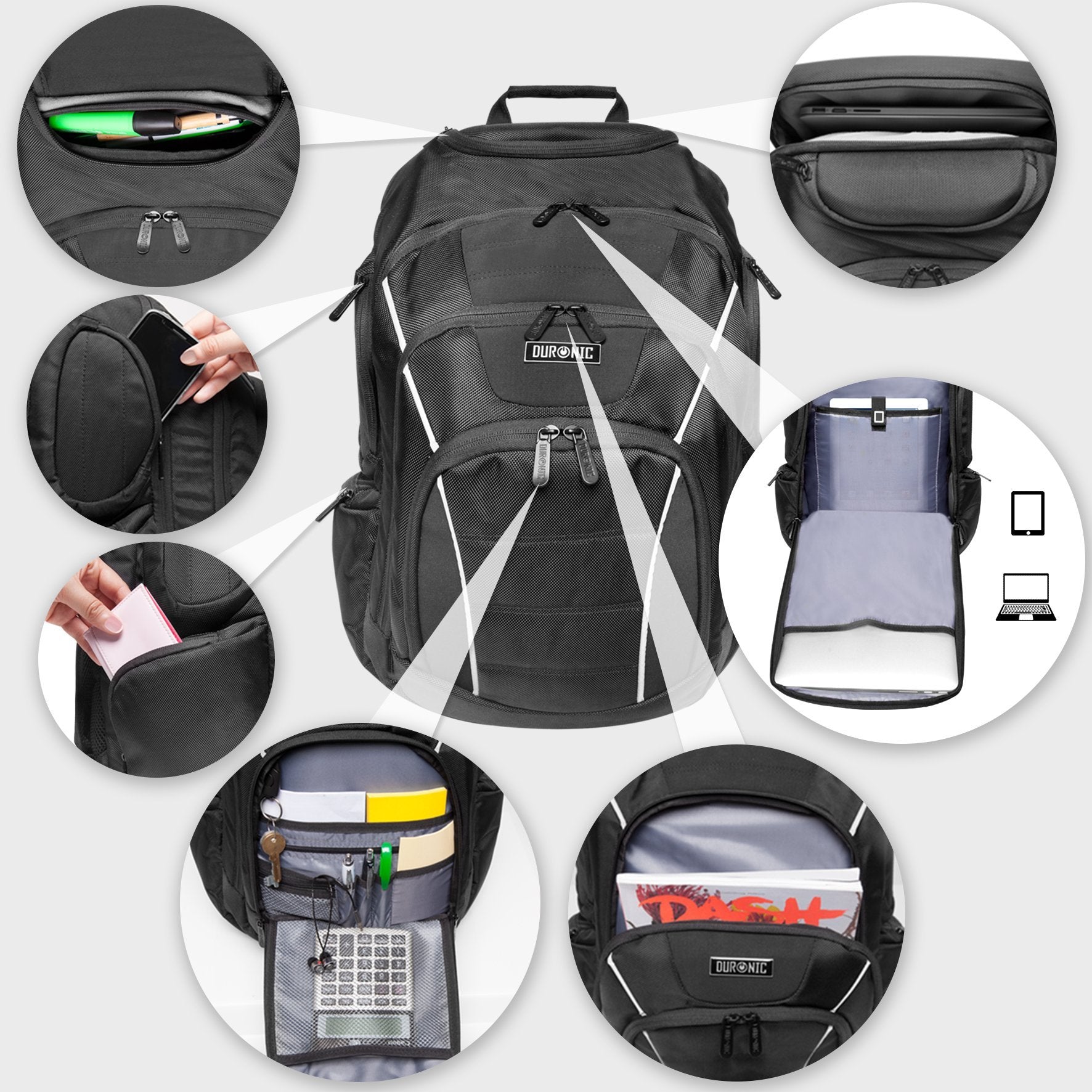 Zoomgoods Travel Laptop Backpack, Work Bag, Lightweight Laptop Bag 17” School Rucksack, Backpack for Computer, business, school, Children, Ladies, Gym, Water Resistant, Gift for Women for men LB21