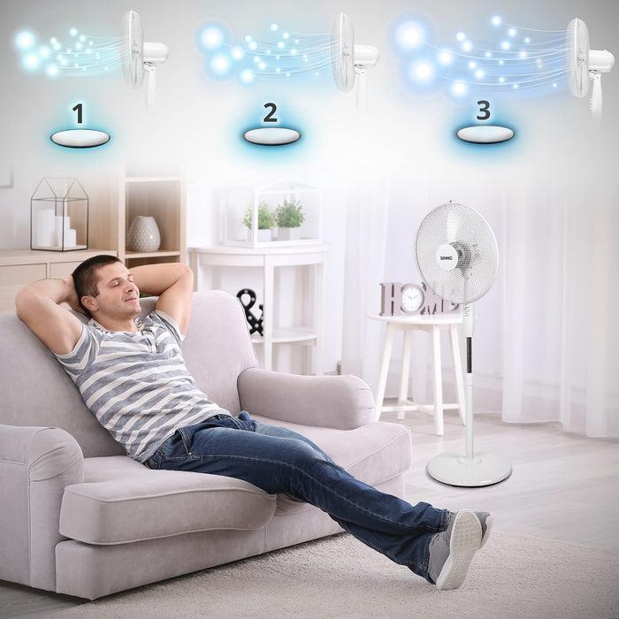 Zoomgoods Pedestal Fan FN30, Stand Up Fan, Floor Standing Cooling 16 Inch Fan, 5 Blade Oscillating Air Cooler for Summer, 3 Speeds, Adjustable Tilt