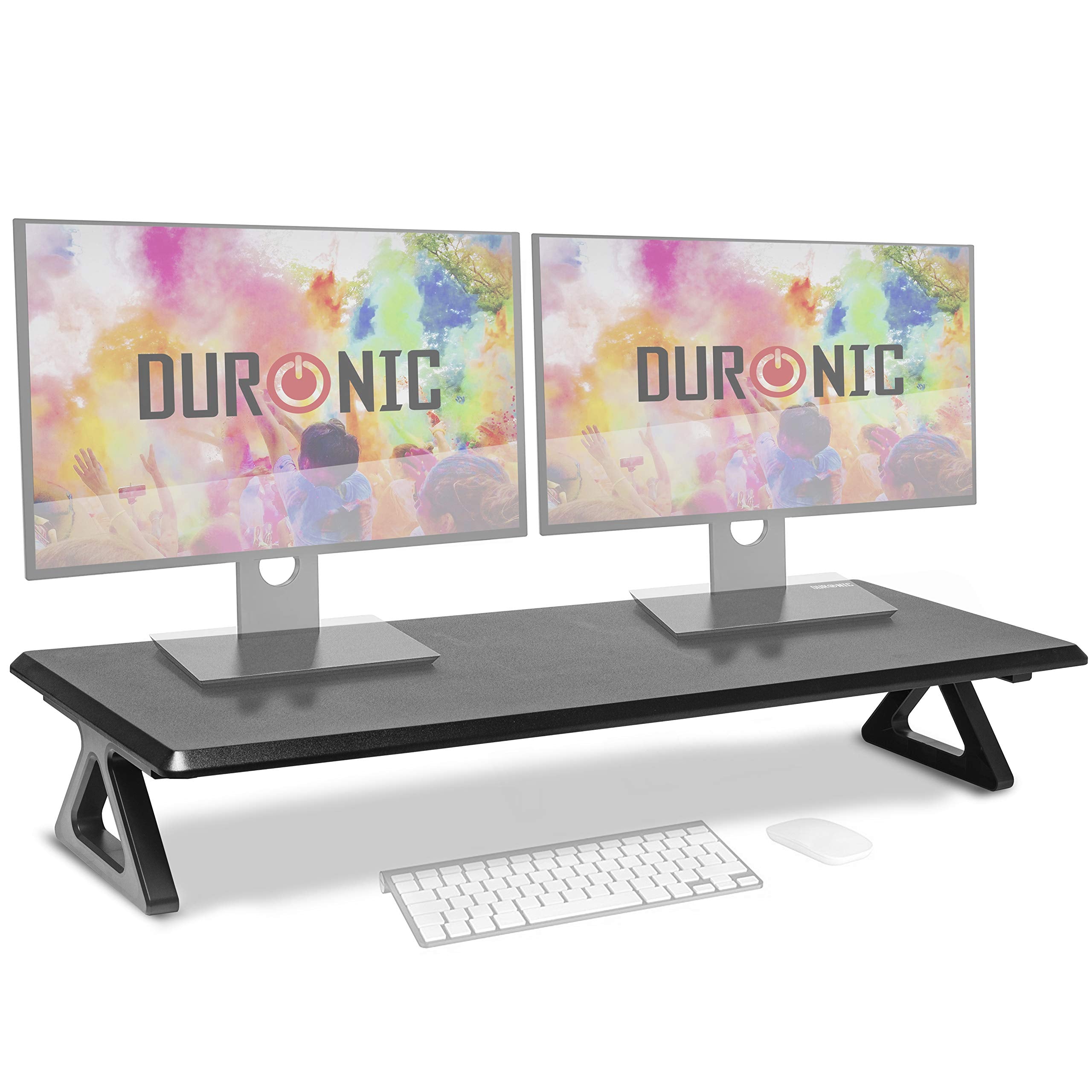 Zoomgoods Monitor Stand Riser DM06-2 | Laptop and Screen Stand for Desktop | Black MDF | Support for a TV Screen or PC Computer Monitor | Ergonomic Office Desk Shelf | 10kg Capacity | 82cm x 30cm
