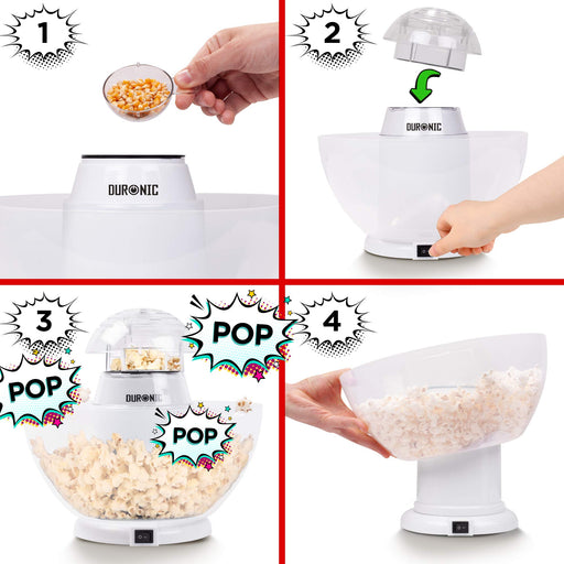 Zoomgoods Popcorn Machines POP50 WE Electric Pop Corn Maker 1200W Popcorn Popper Machines for Healthy Low Calorie Snacking, Movies Nights, Parties, Events, Picnics