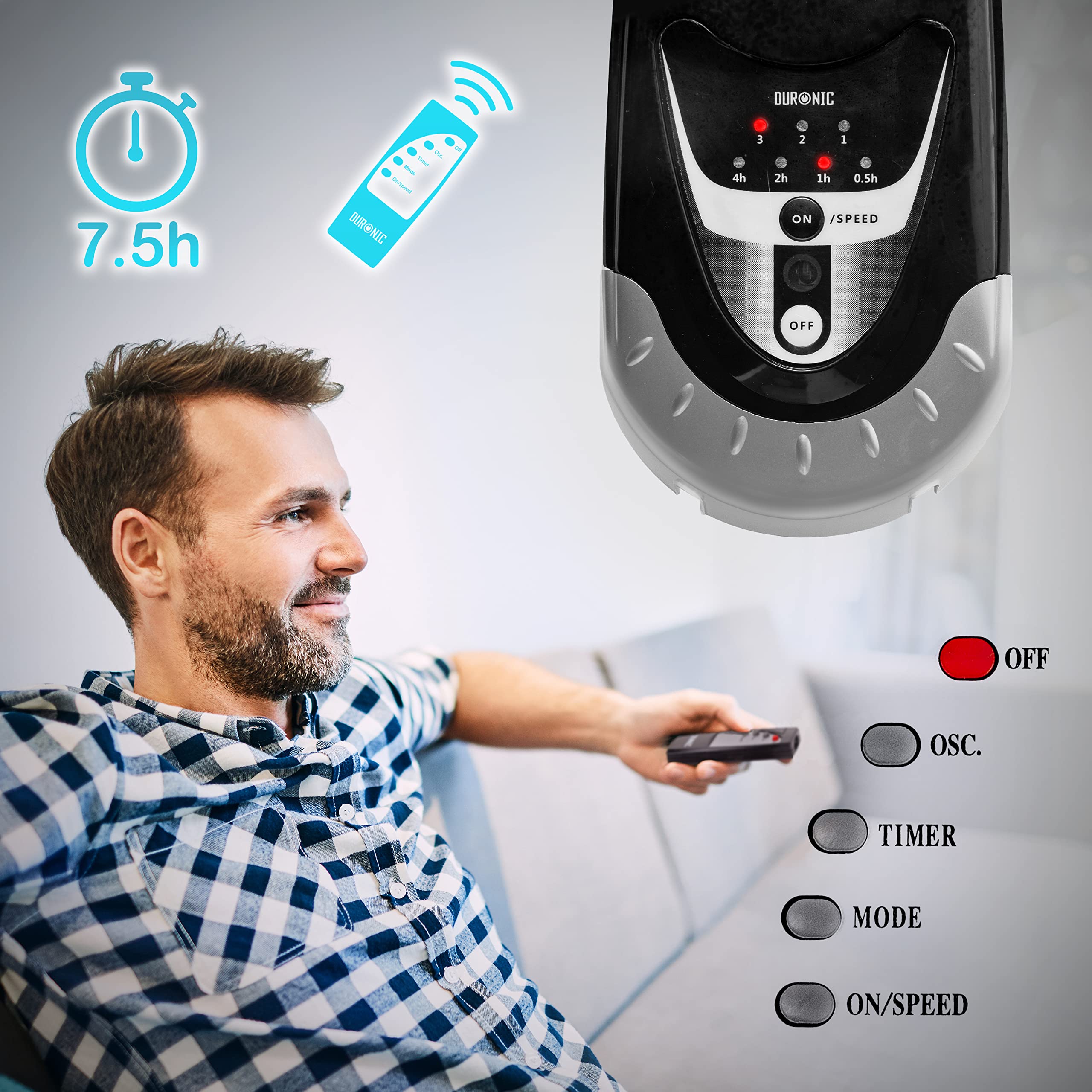 Zoomgoods Wall Fan FN55 Wall Mounted Fans with Remote Control, 16 Inch  3 Speeds, Timer, Black Fan Oscillating Head with 5 Blades for Ultimate Air Cooling For Home, Office