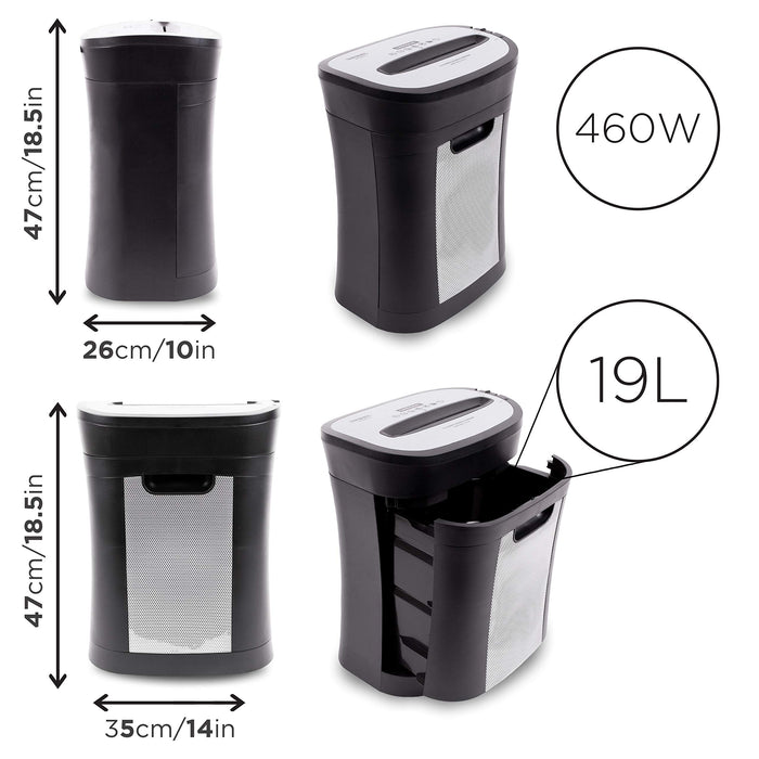 Zoomgoods Cross Cut Paper Shredder PS571, Shred 12 Sheet Heavy Duty Small Electric Shredders, Data Shredding Machine for Home Use, Office, Shreds Papers, Credit Cards, Envelopes, Documents - Black, P4