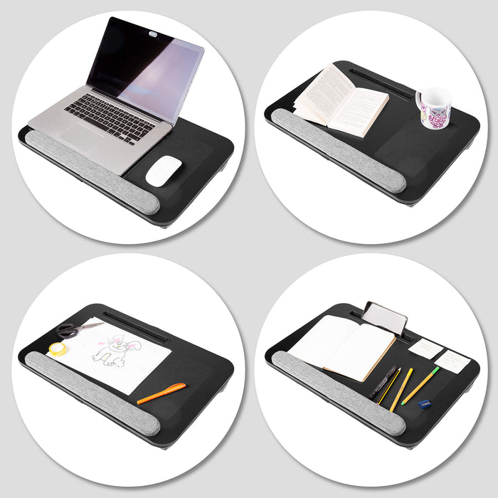 Zoomgoods Laptop Tray with Cushion DML433 Ergonomic Lap Desk Cushioned Lap Trays with Handles Portable Laptop Desk Riser Stand for Home Office Work Bed Gaming