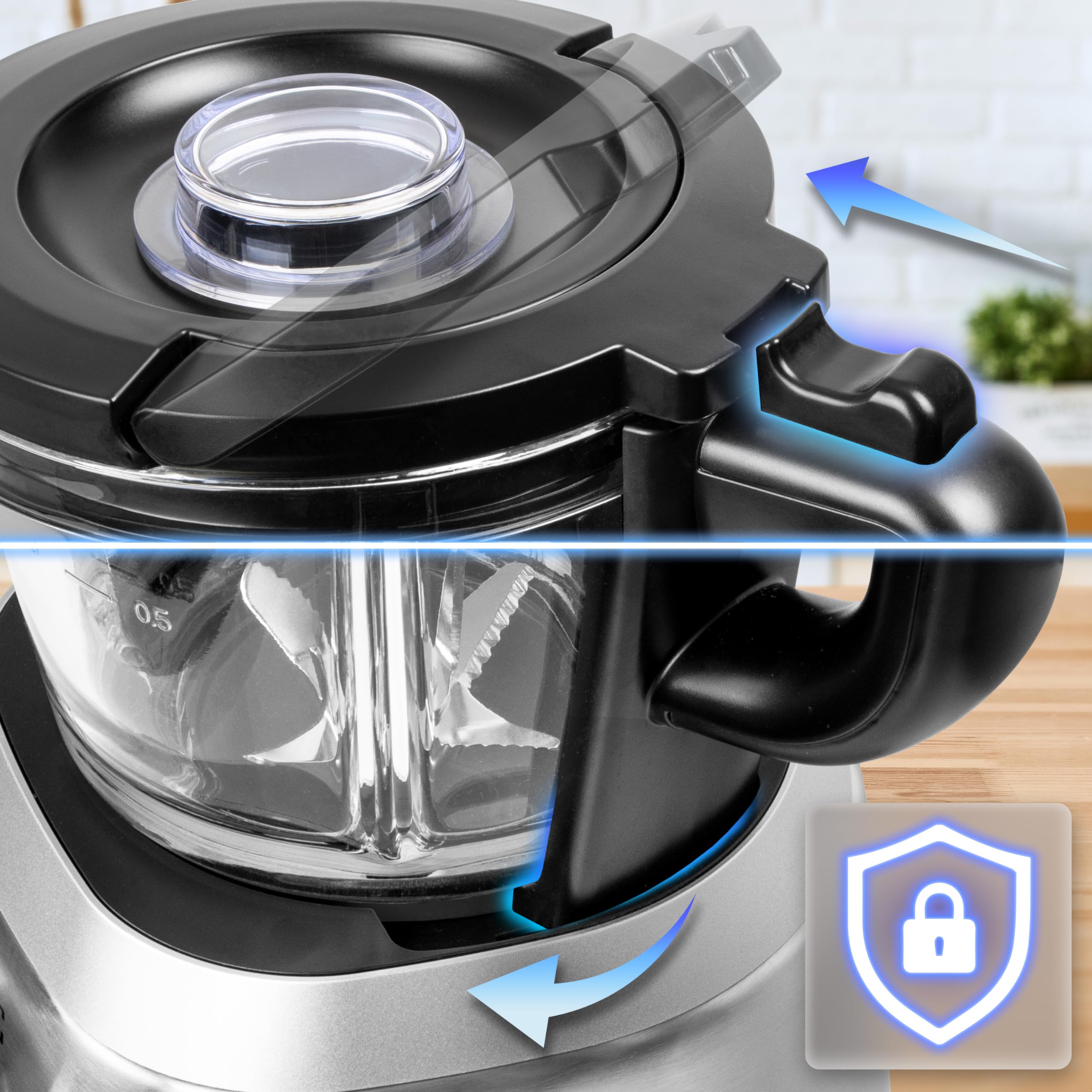 Zoomgoods Jug Blender BL114 with Grinder 1.75L Glass Table Jug, 1400W Stainless Steel Mini Blender with 6 sided Blades, with Pre-Set Functions, Ideal for Baby food, Soups and Protein Shakes