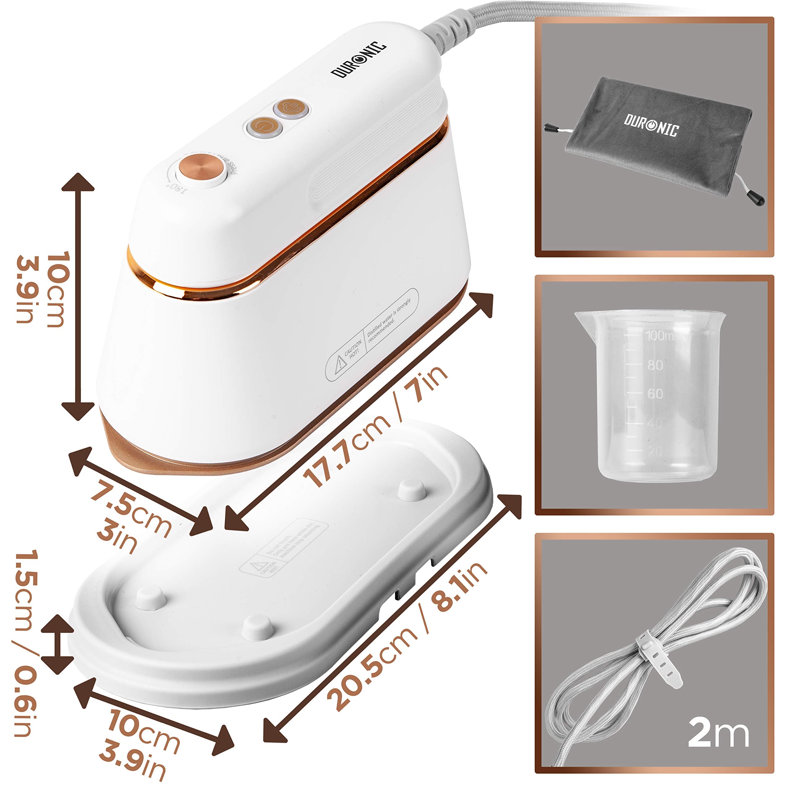 Zoomgoods Steam Irons HS90 WE 1200W Travel Iron Garment Steamers with 90ml Tank, Handheld Vertical Steamer for Travel, Holiday, Quilting, Craft, Crease & Wrinkle Remover, White