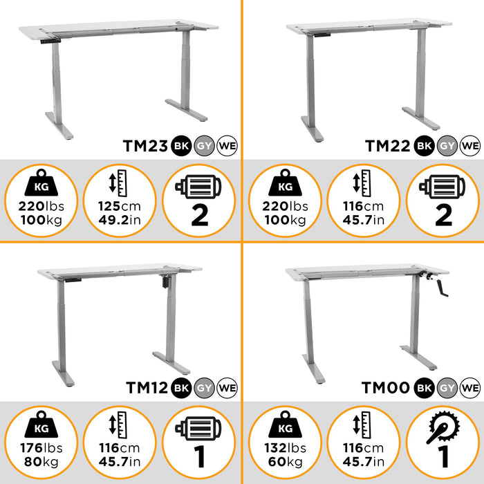 Zoomgoods Sit Stand Desk Frame TM00 BK | Manual Standing Office Table | Frame ONLY | Height Adjustable 71-116cm by Crank Handle | Ergonomic Workstation | Sturdy and Robust | Customisable | BLACK
