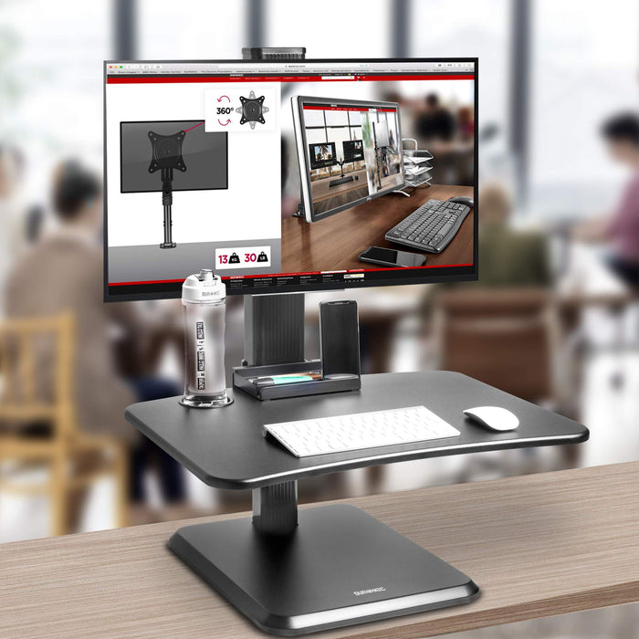 Zoomgoods Sit-Stand Desk DM05D14 | Height Adjustable Office Workstation | 65x51cm Platform | Raises 7-44cm | Riser for PC Computer Screen and Keyboard | Ergonomic Desktop Converter with Screen Mount