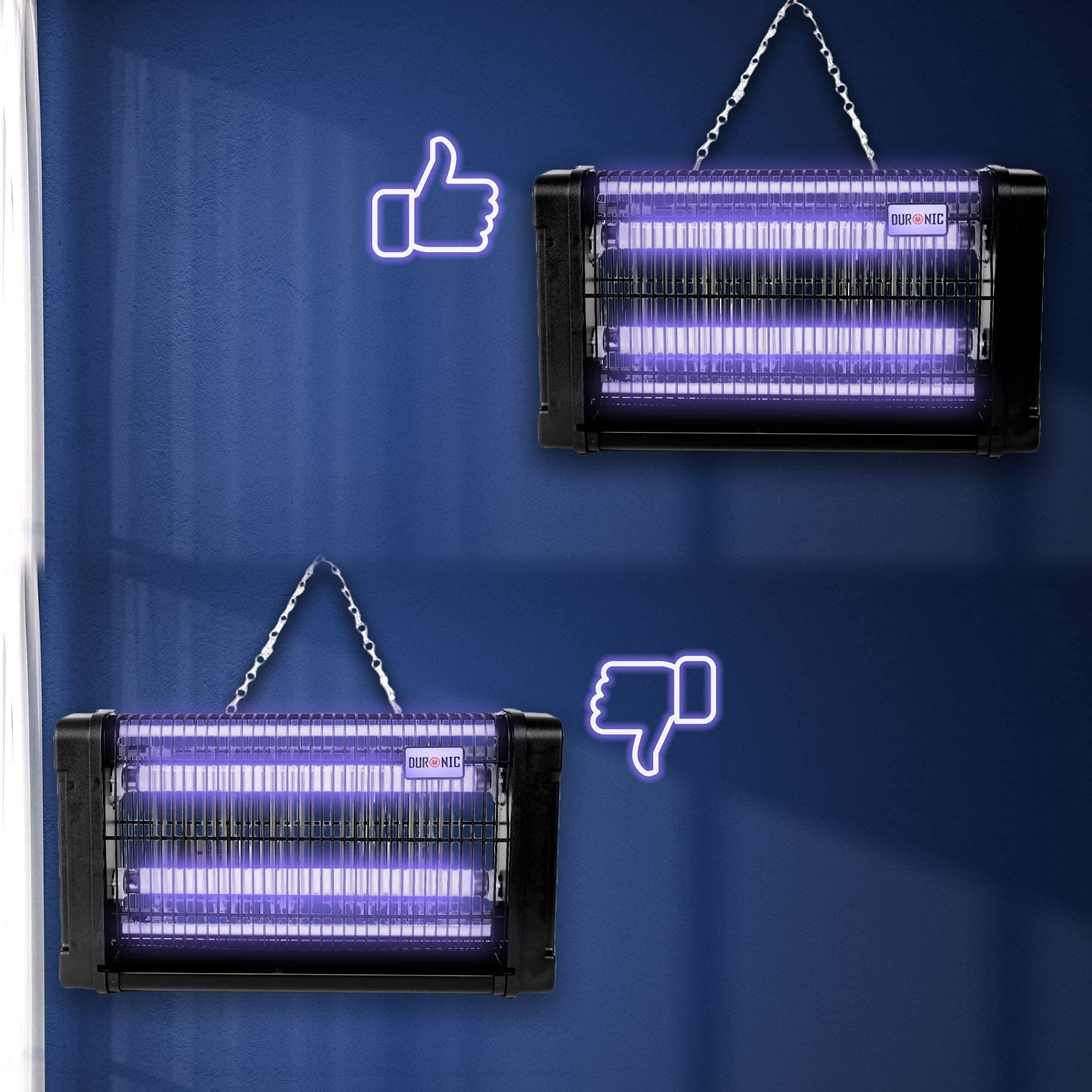 Zoomgoods Fly Killer FK8420 | UV Light Kills Mosquitoes and Flying Insects | Large Size | Slimline | Ceiling or Wall Mountable | Indoor Pest Control | 20W Electric Ultra Violet Zapper | 2x 10W Bulbs