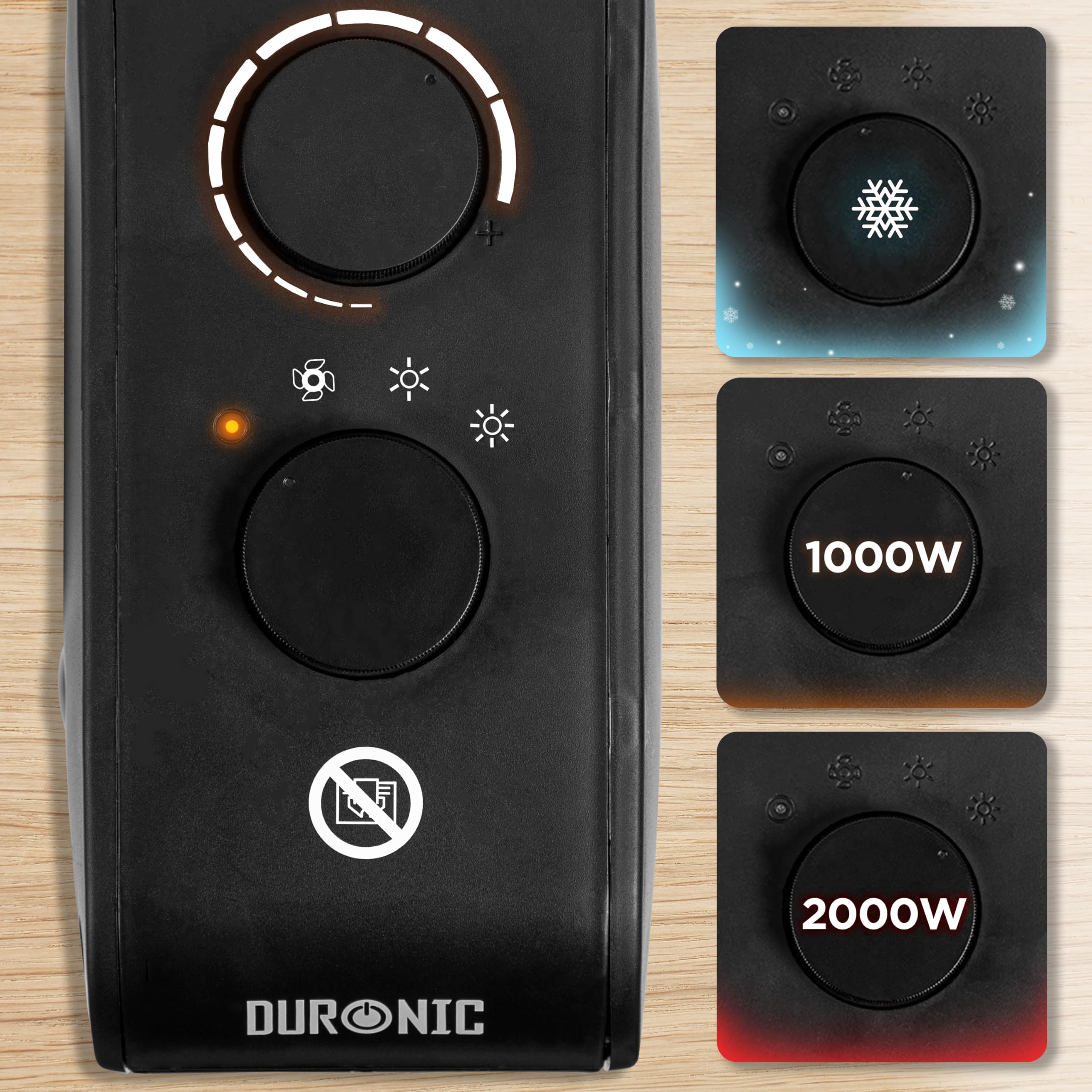 Zoomgoods Electric Fan Heaters HV21 BK Adjustable Space Heater and Cooling Fan, Portable Heater for Heating up Homes, Bedrooms, Offices & Garage Spaces Lightweight Flatbed & Upright Heater