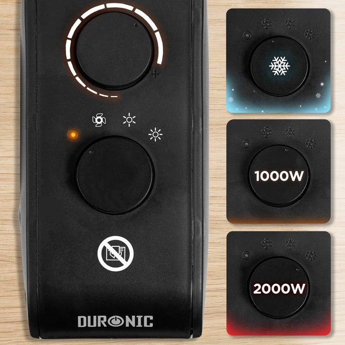 Zoomgoods Electric Fan Heaters HV21 BK Adjustable Space Heater and Cooling Fan, Portable Heater for Heating up Homes, Bedrooms, Offices & Garage Spaces Lightweight Flatbed & Upright Heater