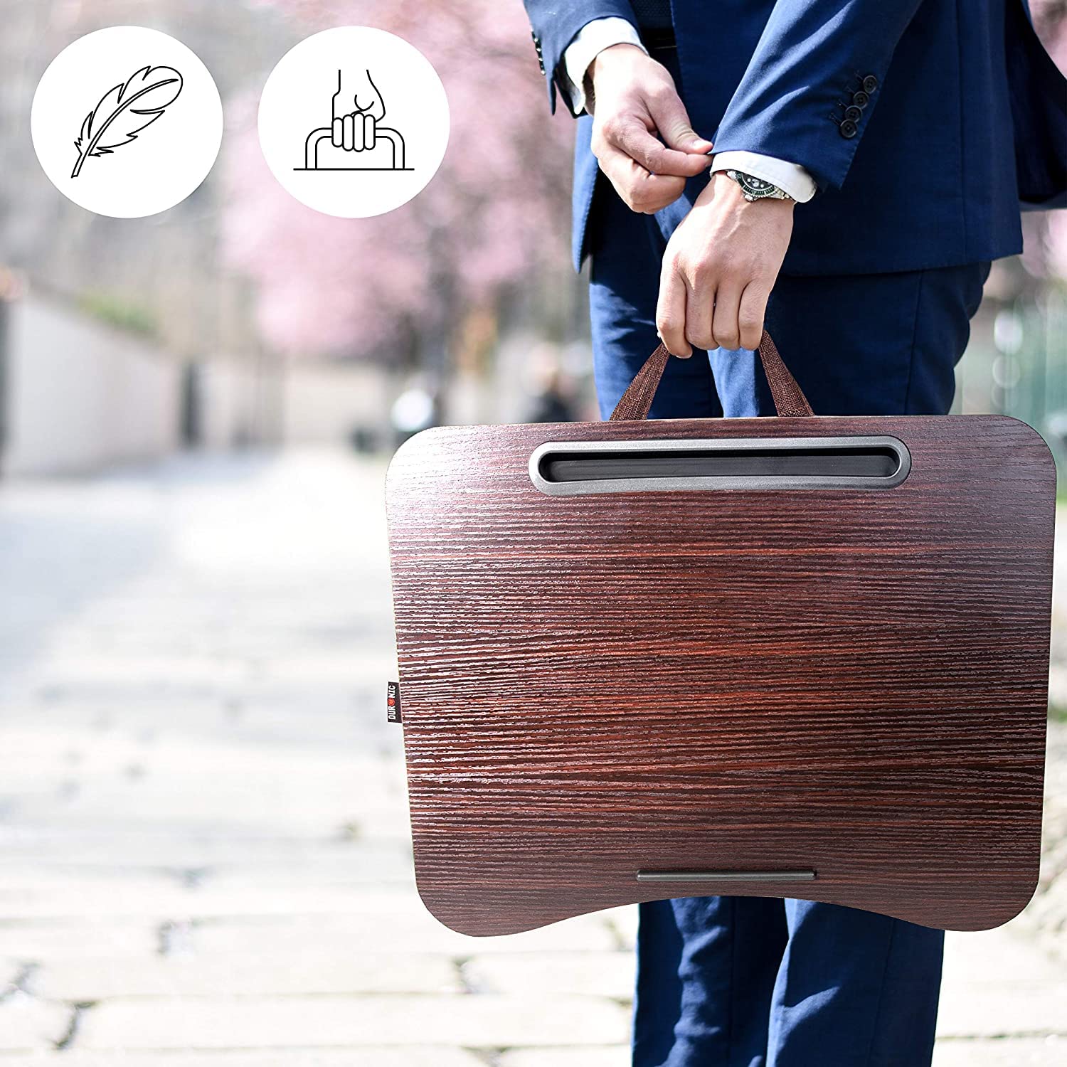 Zoomgoods Laptop Tray with Cushion DML432 | Ergonomic Lap Desk for Bed, Sofa, Car | Built-in Tablet Holder | Bean Cushion Pad | Brown | Portable Design with Carry Handle| For Home/Office…