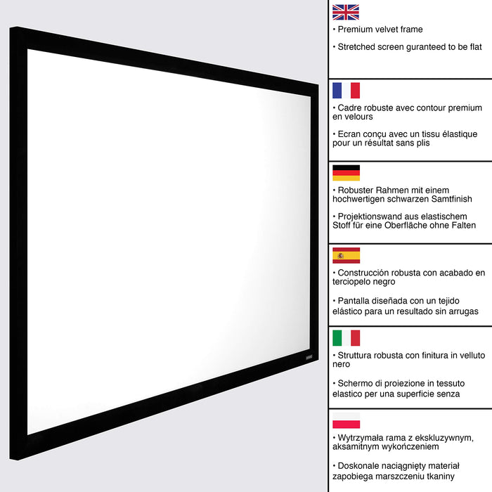 Zoomgoods Projector Screen FFPS133 Wall Mountable HD Projection Screens, 133” Fixed Frame Movie Screen, 16:9 Ratio Home Theatre Cinema Screen, Ideal for Home, Classroom, Office Presentations