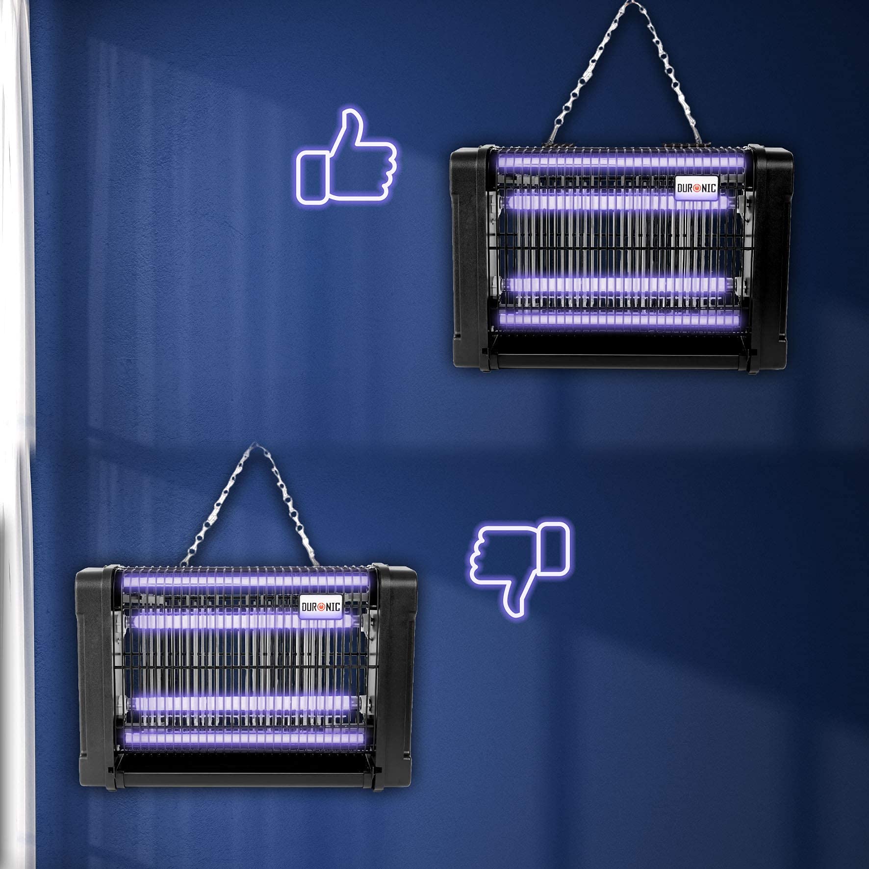 Zoomgoods Fly Killer FK8416 | UV Light Kills Mosquitoes and Flying Insects | Medium Size | Slimline | Ceiling or Wall Mountable | Indoor Pest Control | 16W Electric Ultra Violet Zapper | 2x 8W Bulbs