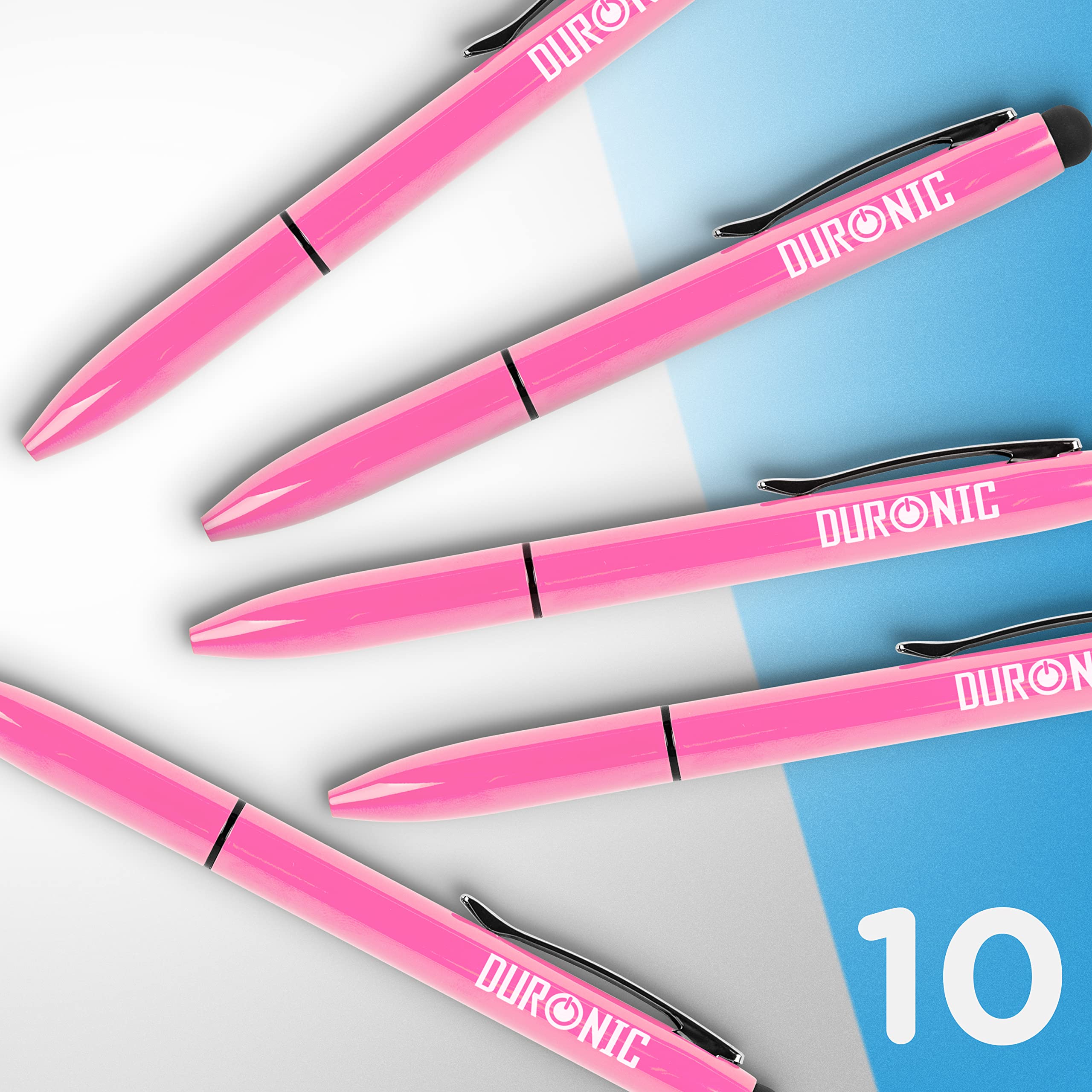 Zoomgoods Stylus Pens IS10P [PINK] [pack of 10] Refillable Ballpoint Pen & Rubber Stylus 2-in-1, Capacitive Stylus Pens for Touch Screen Devices for iPad, Tablet, Surface, Laptops, Kindle