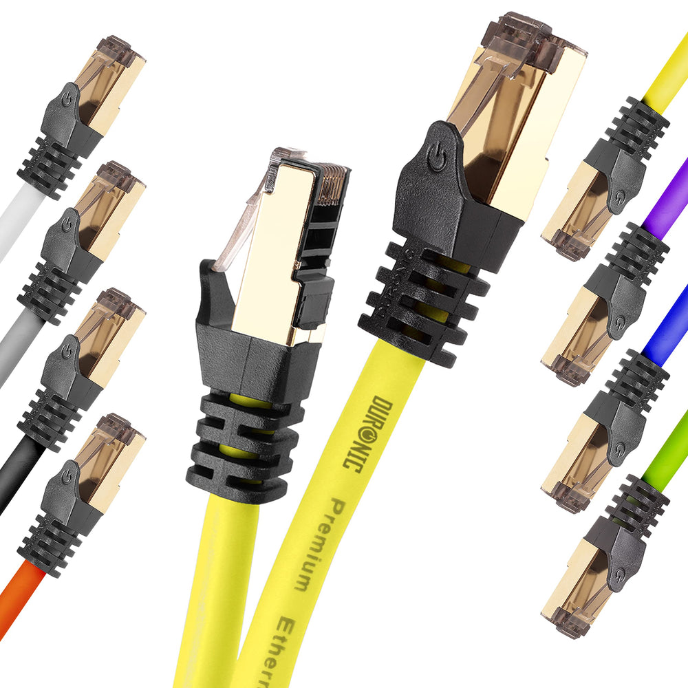 Zoomgoods Ethernet Cable 1.5M High Speed CAT 8 Patch Network Shielded Lead 2GHz / 2000MHz / 40 Gigabit, CAT8 SFTP Wire, Snagless RJ45 Super-Fast Data - Yellow