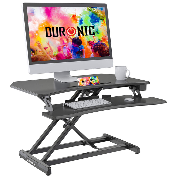 Zoomgoods Sit-Stand Desk DM05D22 | Electric Height Adjustable Office Workstation | 85x50cm Platform | Rise from 15-50cm | For PC Computer Screen, Keyboard, Laptop | Ergonomic Desktop Table Converter