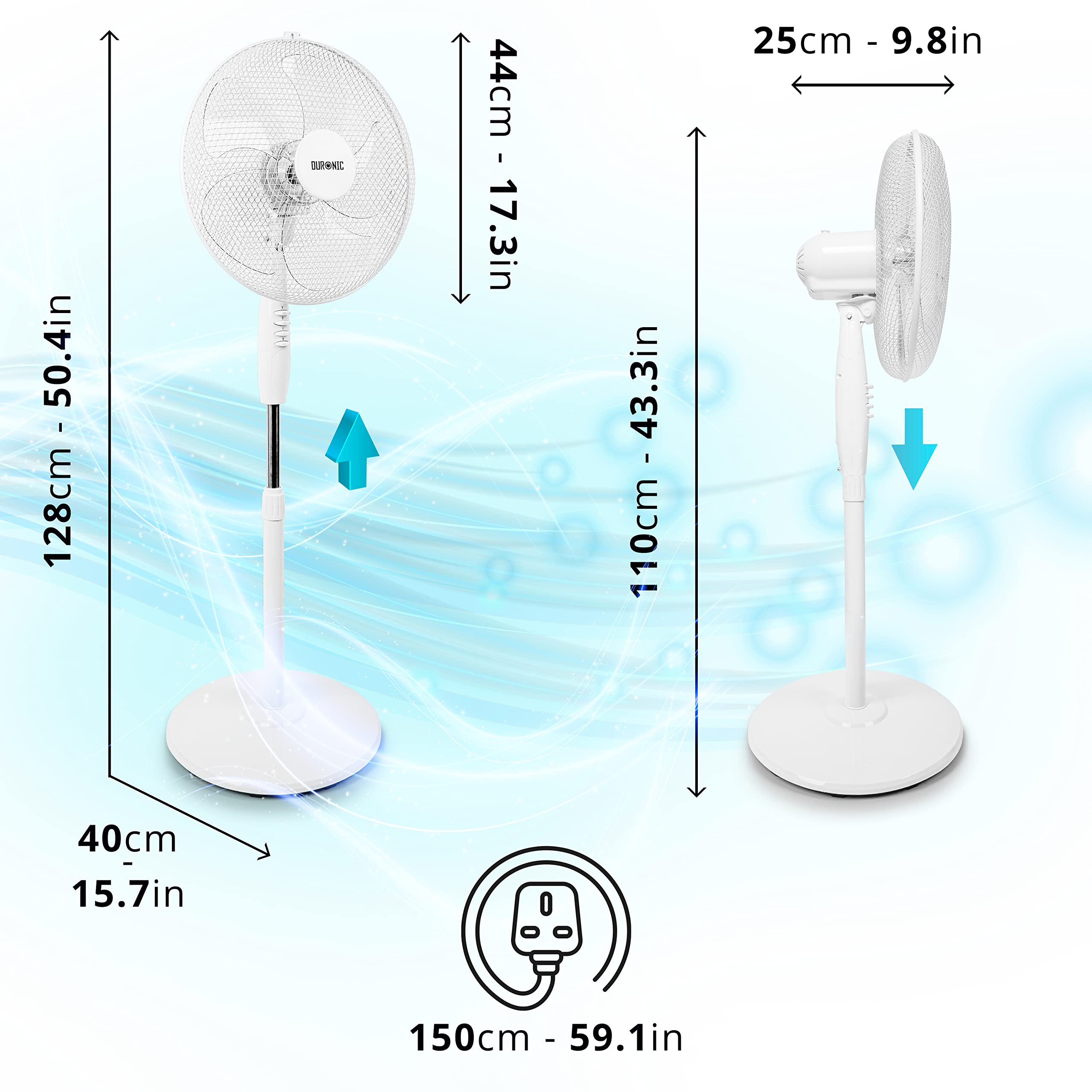 Zoomgoods Pedestal Fan FN30, Stand Up Fan, Floor Standing Cooling 16 Inch Fan, 5 Blade Oscillating Air Cooler for Summer, 3 Speeds, Adjustable Tilt