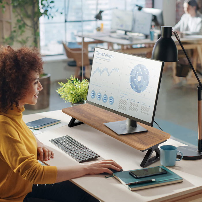 Zoomgoods Monitor Stand Riser DM06-2 AW, Laptop / Screen Stand for Desktop, Support Shelf for a PC Computer Monitor, 10kg Capacity, 63cm x 30cm - Antique Walnut Wood Effect