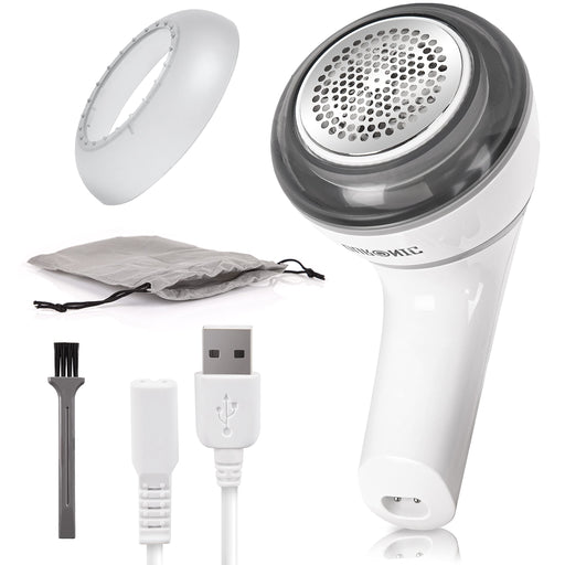Zoomgoods Fabric Shaver FS16USB Portable Lint Remover DeBobbler, Rechargeable Clothes Shaver Bobble Remover Machine, Fuzz and Fabric Pill Remover for Couch, Clothing, Sweaters, Rotating Handle, USB Charging