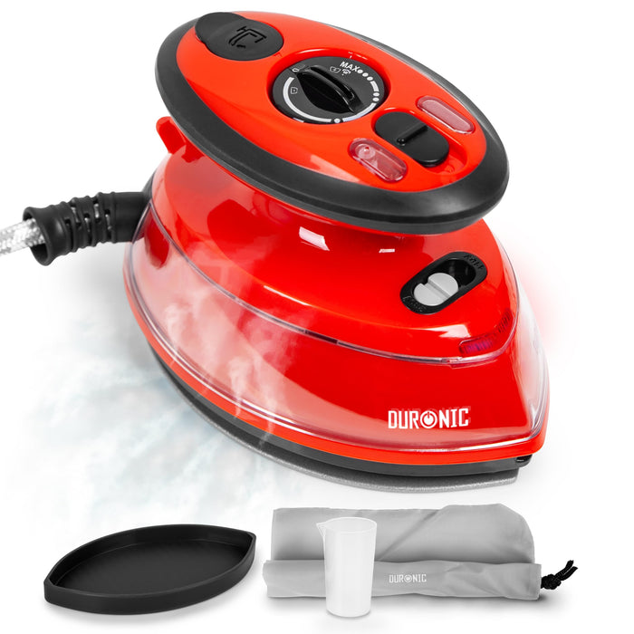 Zoomgoods Steam Travel Iron Si3 RD Small Mini Compact Steamer Quilting Craft Iron 400W, 35ml Capacity with Brush and Variable Heat Settings, Patchwork, Applique, For Holiday