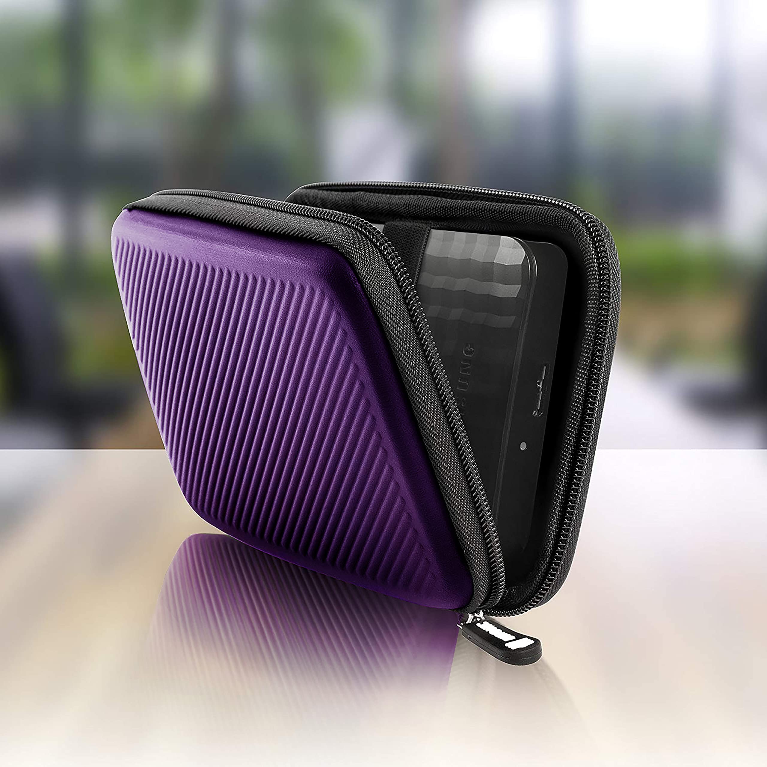 Zoomgoods Portable Hard Drive Case HDC2 /VT Violet EVA Travel Case for Charger Adapter Power Bank SSD Storage Pouch for Seagate, WD, UnionSine, Toshiba, Sandisk, Samsung Drives 500GB to 5TB