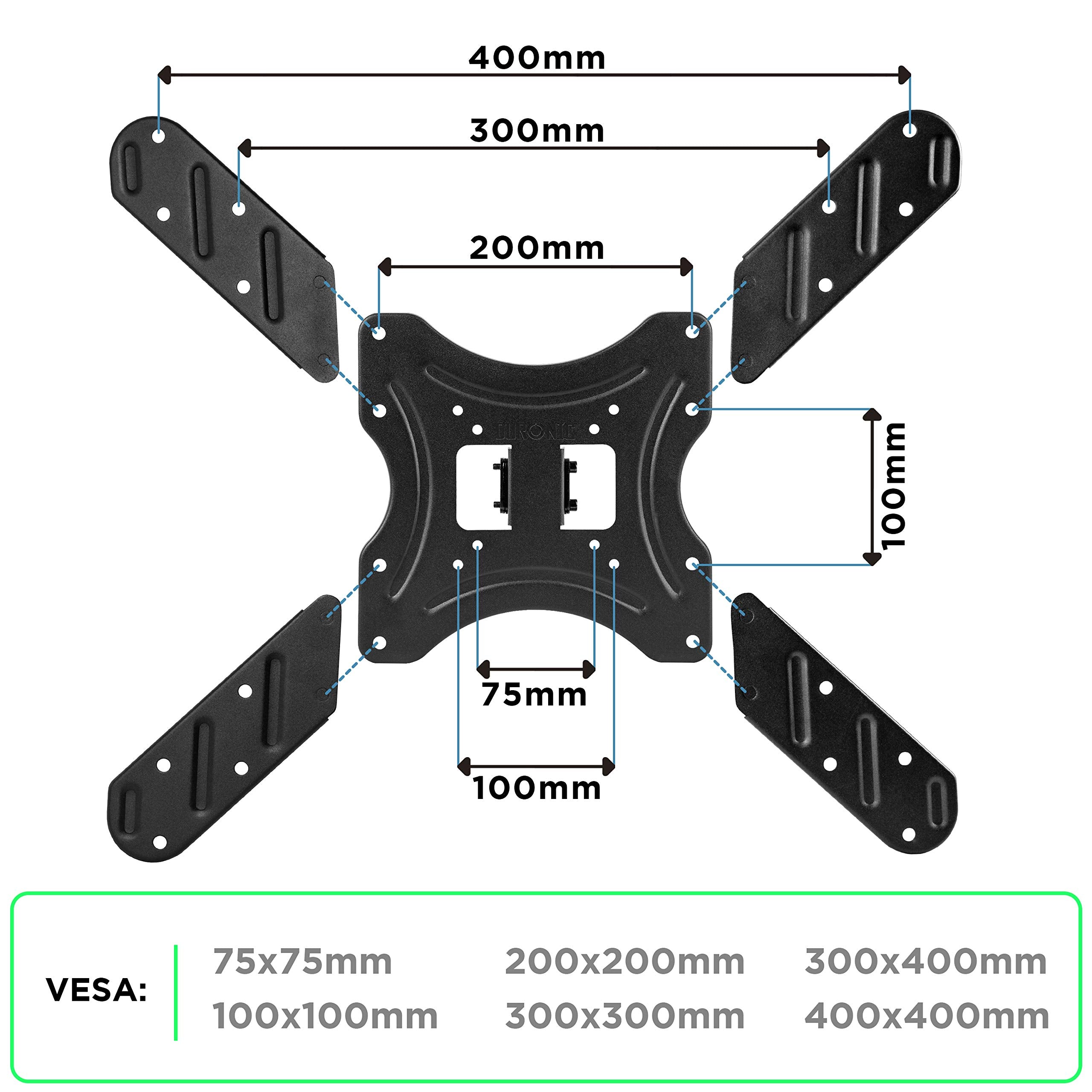 Zoomgoods TV Wall Bracket Mount for 17-60 Inch TVB420 | Cantilever Wall Stand for Television Screen | Tilt Swivel | VESA Up to 400 x 400mm | Fixing for Flat Screen LCD LED LED QLED | Strong Heavy Duty