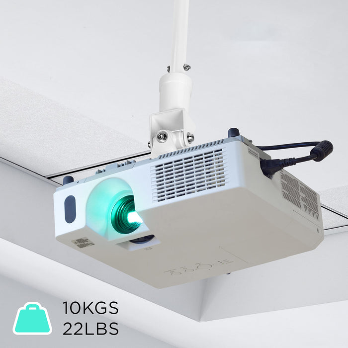 Zoomgoods Projector Mount PB08XL | Extra Long Bracket Fixing for Ceiling | 10kg Capacity | Universal | Heavy Duty | Fittings Included | Rotate 360°, Swivel 180°, Tilt 180° for Easy Projection Set-up