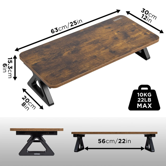 Zoomgoods Monitor Stand Riser DM06-1 AO, Laptop / Screen Stand for Desktop, Support Shelf for a PC Computer Monitor, 10kg Capacity, 63cm x 30cm - Antique Oak Wood Effect