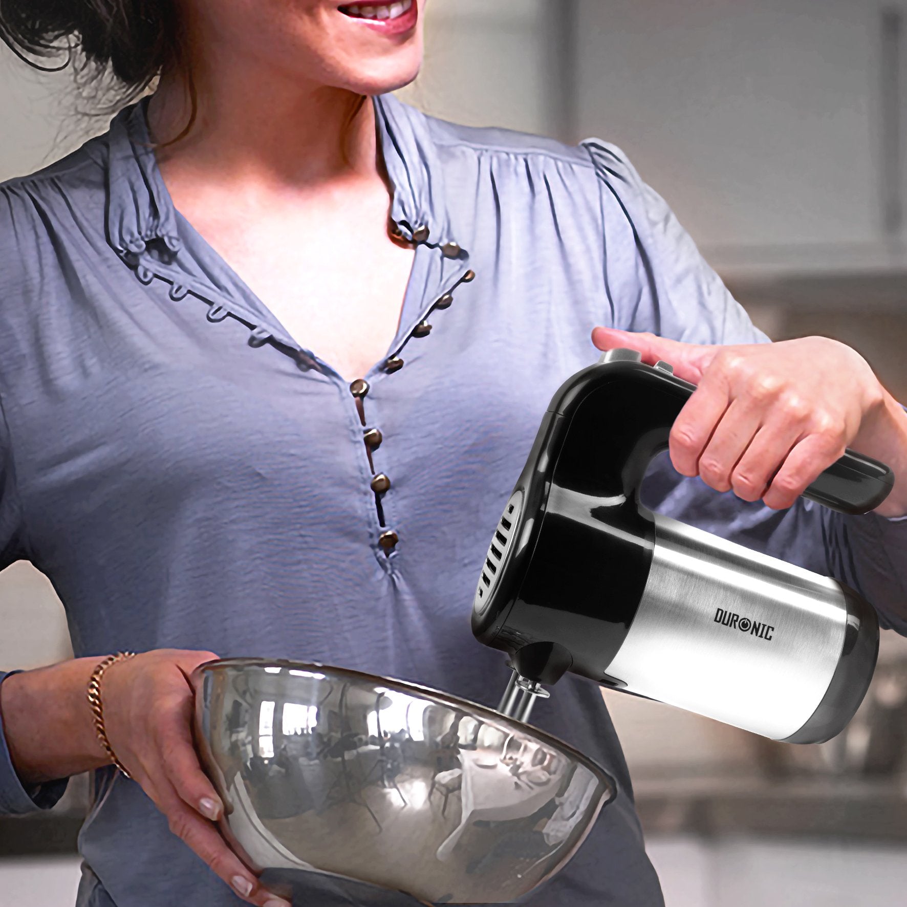 Zoomgoods Electric Hand Mixer HM3 BK Kitchen Handheld Food Mixers for Baking Dough, Bread, Eggs, Cake Mix, Cream, Hand Held Brownie Maker Mixer with 5 Speed Turbo Boost Whisker Hooks Beaters 300W - Black