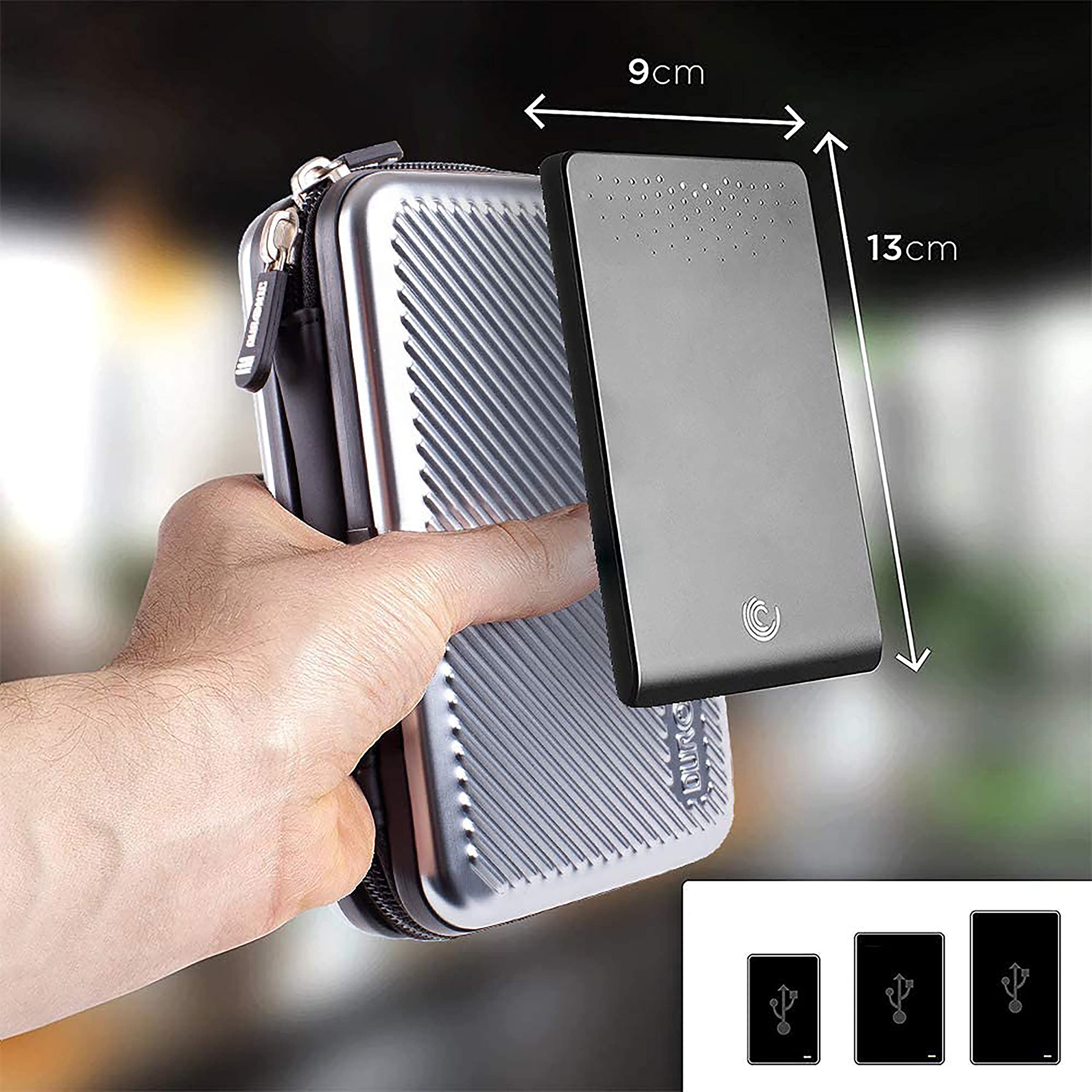 Zoomgoods Hard Drive Case HDC3 /SR, Silver EVA Travel Case for Charger Adapter Power Bank SSD Storage Pouch for Seagate, WD, UnionSine, Toshiba, Sandisk, Samsung Drives 500GB to 5TB