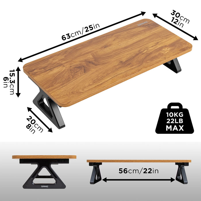 Zoomgoods Monitor Stand Riser DM06-1 AW, Laptop / Screen Stand for Desktop, Support Shelf for a PC Computer Monitor, 10kg Capacity, 63cm x 30cm - Antique Walnut Wood Effect