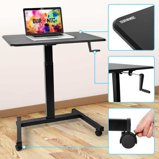 Zoomgoods Sit-Stand Desk WPS47 | Portable Ergonomic Desk for Laptop | 80x50cm Platform | Multi-Use Video Projector Table on Wheels | Adjustable Height by Handle | 30kg Capacity | Home Office Workspace…