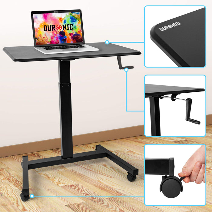Zoomgoods Sit-Stand Desk WPS47 | Portable Ergonomic Desk for Laptop | 80x50cm Platform | Multi-Use Video Projector Table on Wheels | Adjustable Height by Handle | 30kg Capacity | Home Office Workspace…
