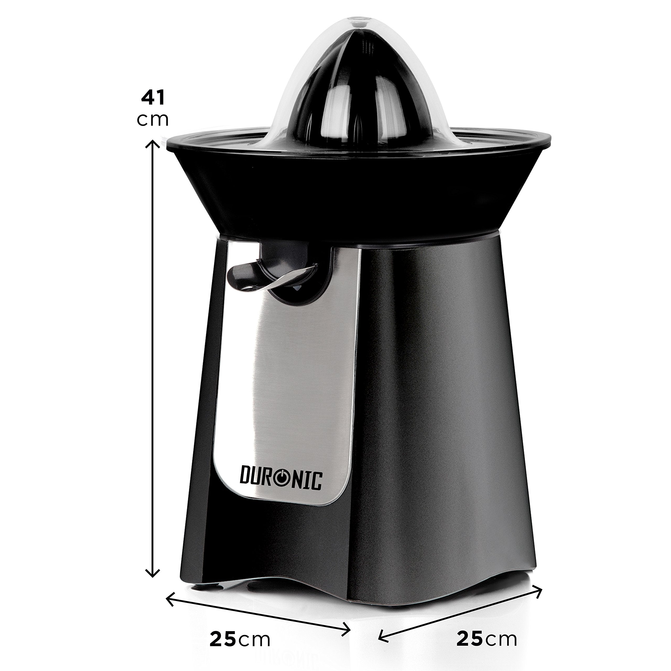 Zoomgoods Citrus Juicer JE6 BK | Electric Juice Extractor | Powerful 100W | Black and Stainless-Steel | 2 Cone Sizes | Dripless Spout | Squeezes and Presses Different Sized Fruits: Oranges, Lemons...