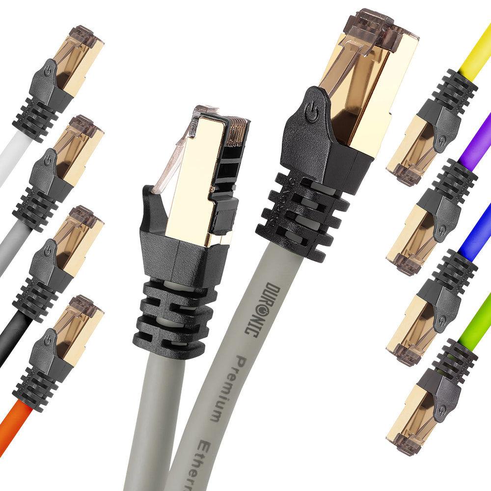 Zoomgoods Ethernet Cable 15M High Speed CAT 8 Patch Network Shielded Lead 2GHz / 2000MHz / 40 Gigabit, CAT8 SFTP Wire, Snagless RJ45 Super-Fast Data - Grey