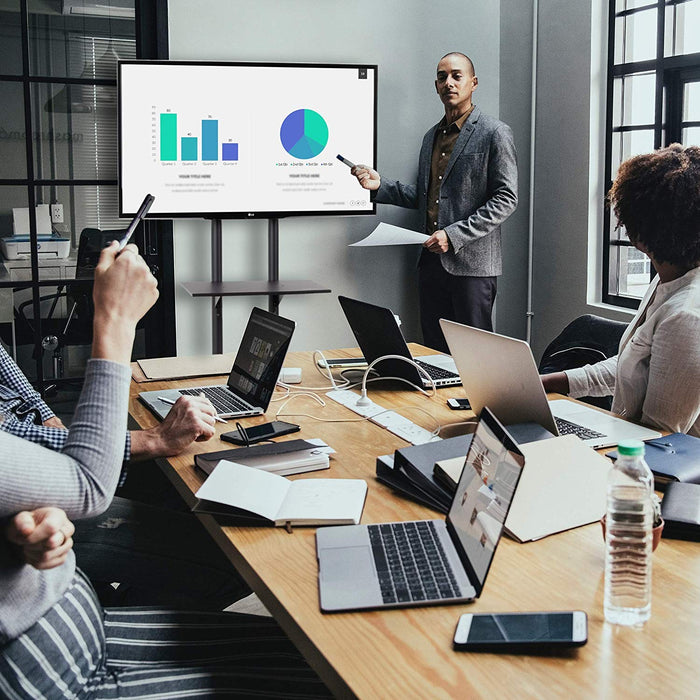 Zoomgoods Mobile TV Stand on Wheels TVS5T1, Trolley Mount with Shelf Heavy duty for 32-70 Inch Flat Screen Television LCD LED OLED QLED, VESA Up to 600x400, Max. 68kg / 150lbs Capacity