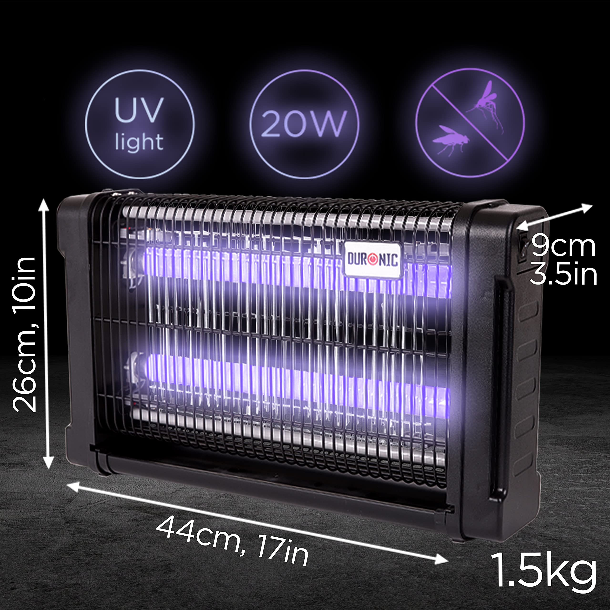 Zoomgoods Fly Killer FK8420 | UV Light Kills Mosquitoes and Flying Insects | Large Size | Slimline | Ceiling or Wall Mountable | Indoor Pest Control | 20W Electric Ultra Violet Zapper | 2x 10W Bulbs