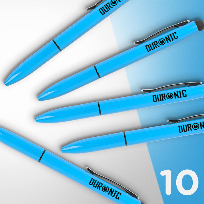 Zoomgoods Stylus Pens IS10BE [BLUE] [pack of 10] Refillable Ballpoint Pen & Rubber Stylus 2-in-1, Capacitive Stylus Pens for Touch Screen Devices for iPad, Tablet, Surface, Laptops, Kindle