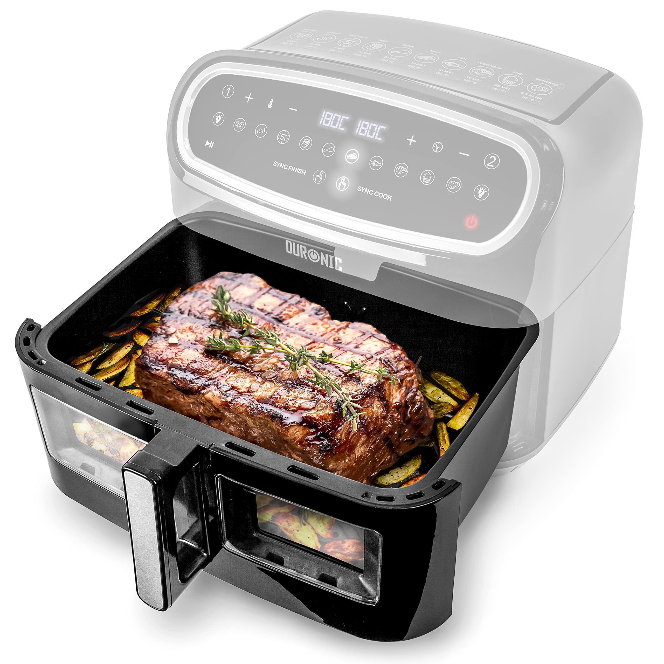 Zoomgoods Large Drawer AFD1 | LARGE DRAWER ONLY 2024 VERSION ONWARDS | 10L Drawer Specifically for the Zoomgoods AF24 Air Fryer, One Big Sync Cook Cooking Tray for Dual Zone Air Fryer