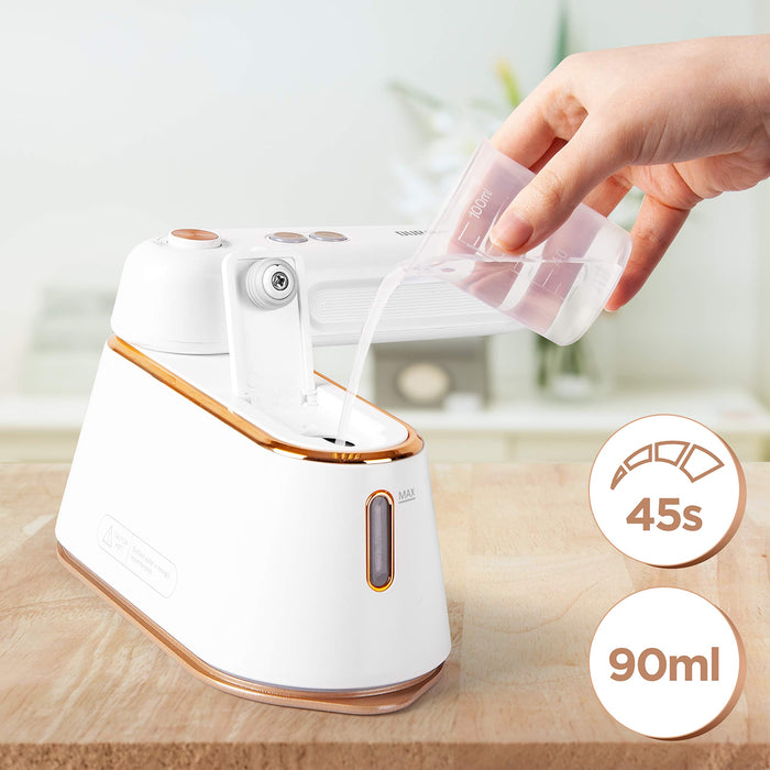 Zoomgoods Steam Irons HS90 WE Travel Iron, Garment Steamers, 90ml Tank, Handheld Vertical Steamer for Travel, Holiday, Quilting, Craft, Crease & Wrinkle Remover - White