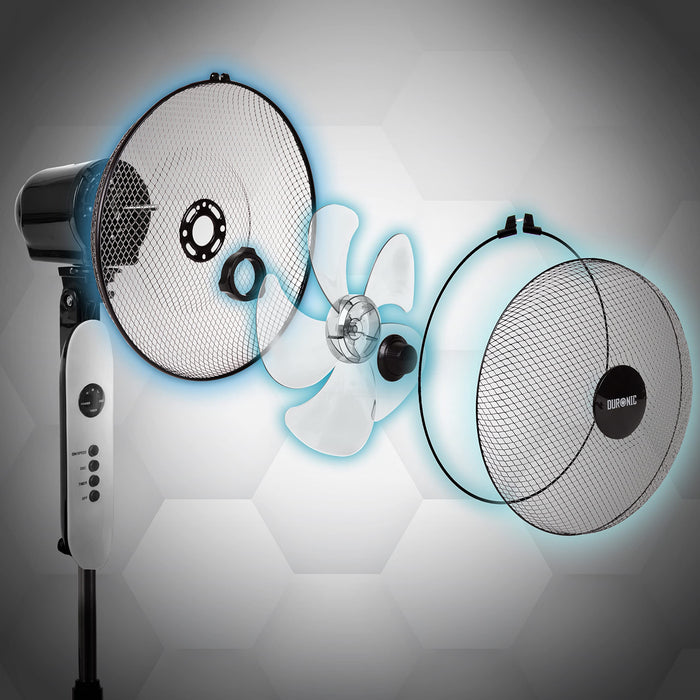 Zoomgoods Pedestal Fan FN65, Stand Up Remote Control Fan, Floor Standing Cooling 16 Inch Fan, 5 Blade Oscillating Air Cooler for Summer, 3 Speed, Timer