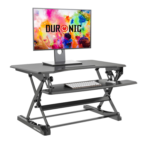 Zoomgoods Sit-Stand Desk DM05D23 | Height Adjustable Office Workstation | 90x57cm Platform | Raises from 15-49cm | Riser for PC Computer Screen, Keyboard, Laptop | Ergonomic Desktop Table Converter