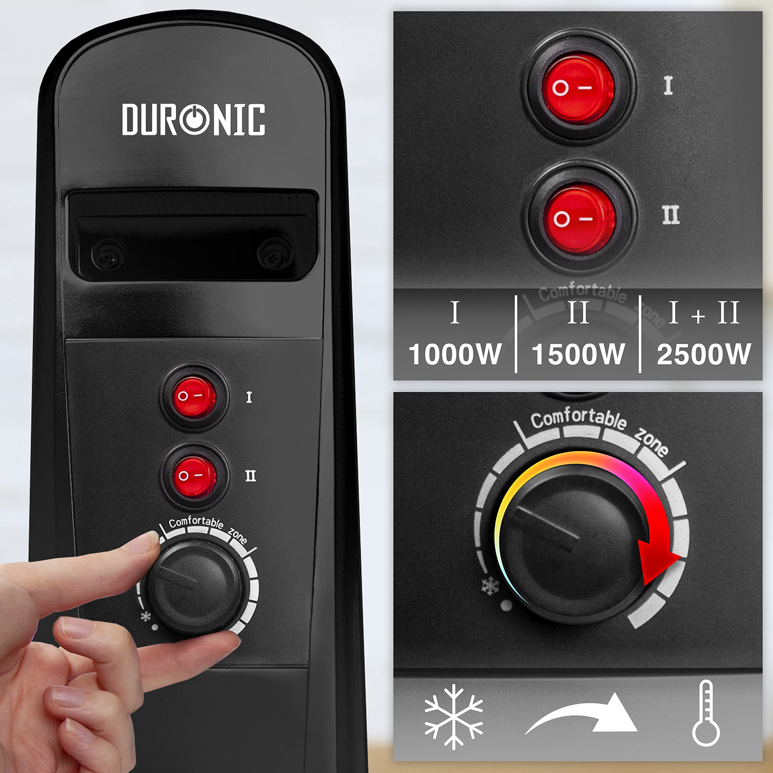 Zoomgoods Electric Heaters HV101 Oil Free Convection Heater 2500W Micathermic Panel Heater Portable Mica Heater Electrical Heaters for Heating Up Homes, Bedrooms, Offices & Garage Spaces