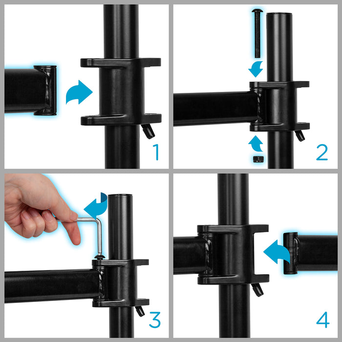 Zoomgoods Dual Arm Holder DM25MJ, Joint Attachment Suitable for All DM25 Monitor Arms, Joins 2x DM25 Arms Together for Mounting onto Desk Mount Pole, Steel – Black