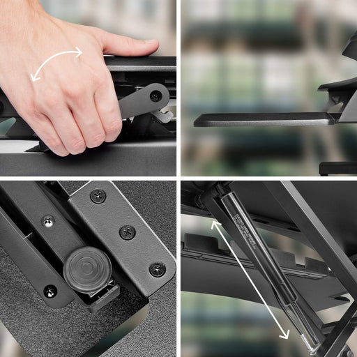 Zoomgoods Sit-Stand Desk DM05D17 | Height Adjustable Office Workstation | 82x45cm Platform | Raises from 12-49cm | Riser for PC Computer Screen, Keyboard, Laptop | Ergonomic Desktop Table Converter