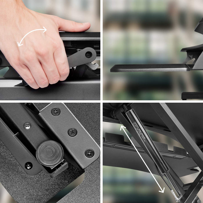 Zoomgoods Sit-Stand Desk DM05D17 | Height Adjustable Office Workstation | 82x45cm Platform | Raises from 12-49cm | Riser for PC Computer Screen, Keyboard, Laptop | Ergonomic Desktop Table Converter