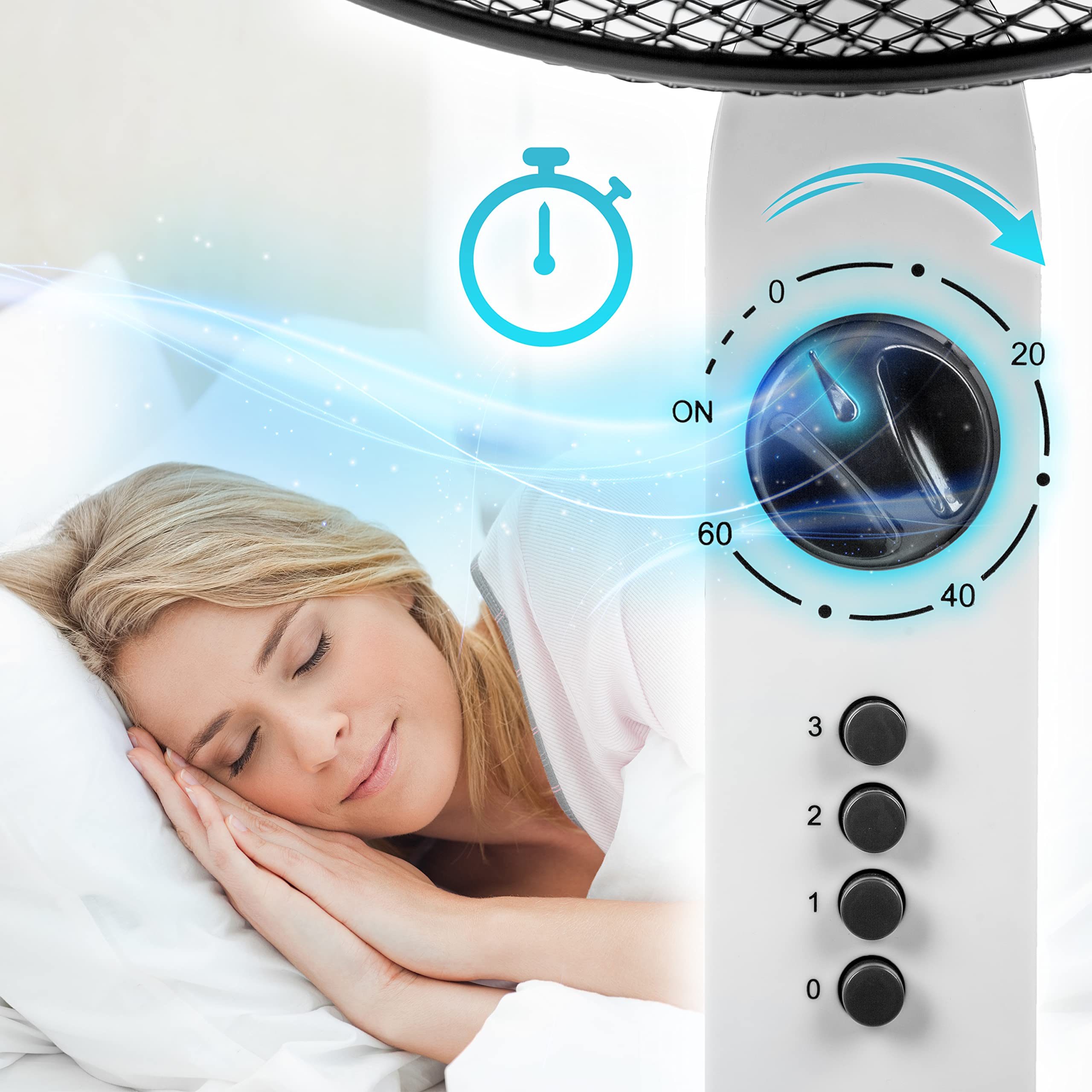 Zoomgoods Pedestal Fan FN45, Electric Cooling Fan, Floor Standing Fan, Lightweight Height Adjustable Tilt, 5 Blades, 4 Speeds, High Velocity Oscillating Air Cooler Stand Fan for Home Bedroom Office Gym