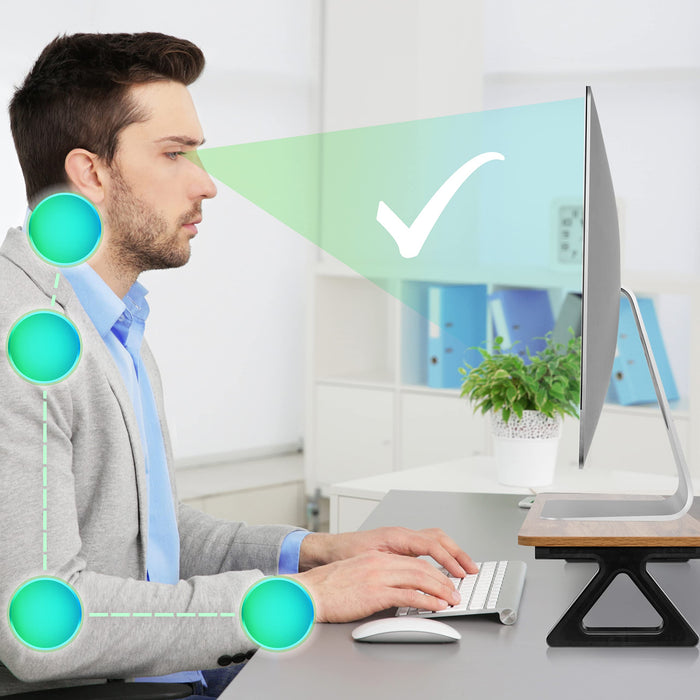 Zoomgoods Monitor Stand Riser DM06-1 AW, Laptop / Screen Stand for Desktop, Support Shelf for a PC Computer Monitor, 10kg Capacity, 63cm x 30cm - Antique Walnut Wood Effect