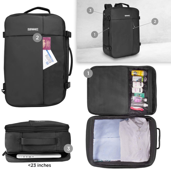 Zoomgoods Cabin Bag LB326 | Max Cabin Size Case | Large Flight Approved Carry On | 14 15 17 Inch Laptop MacBook Sleeve | Multiple Compartments | Luggage Strap for Travel | Water-Resistant Backpack