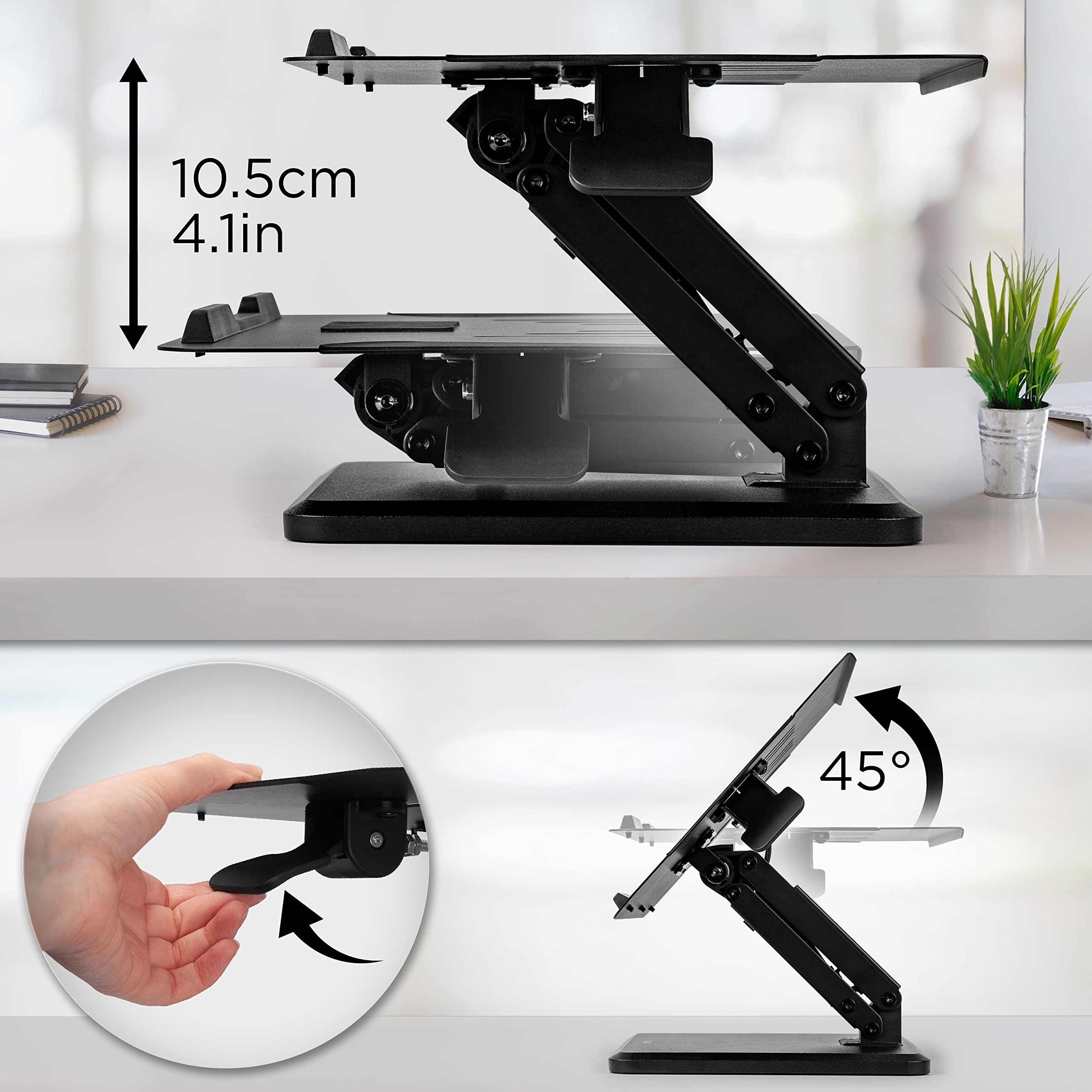 Zoomgoods Laptop Stand DML125, Adjustable Height Laptop Stand, Tilting Laptop Mount Arm, Tablet Stand Riser for Desk, Compatible with MacBook Pro/Air, Surface, Samsung, Notebook Laptops